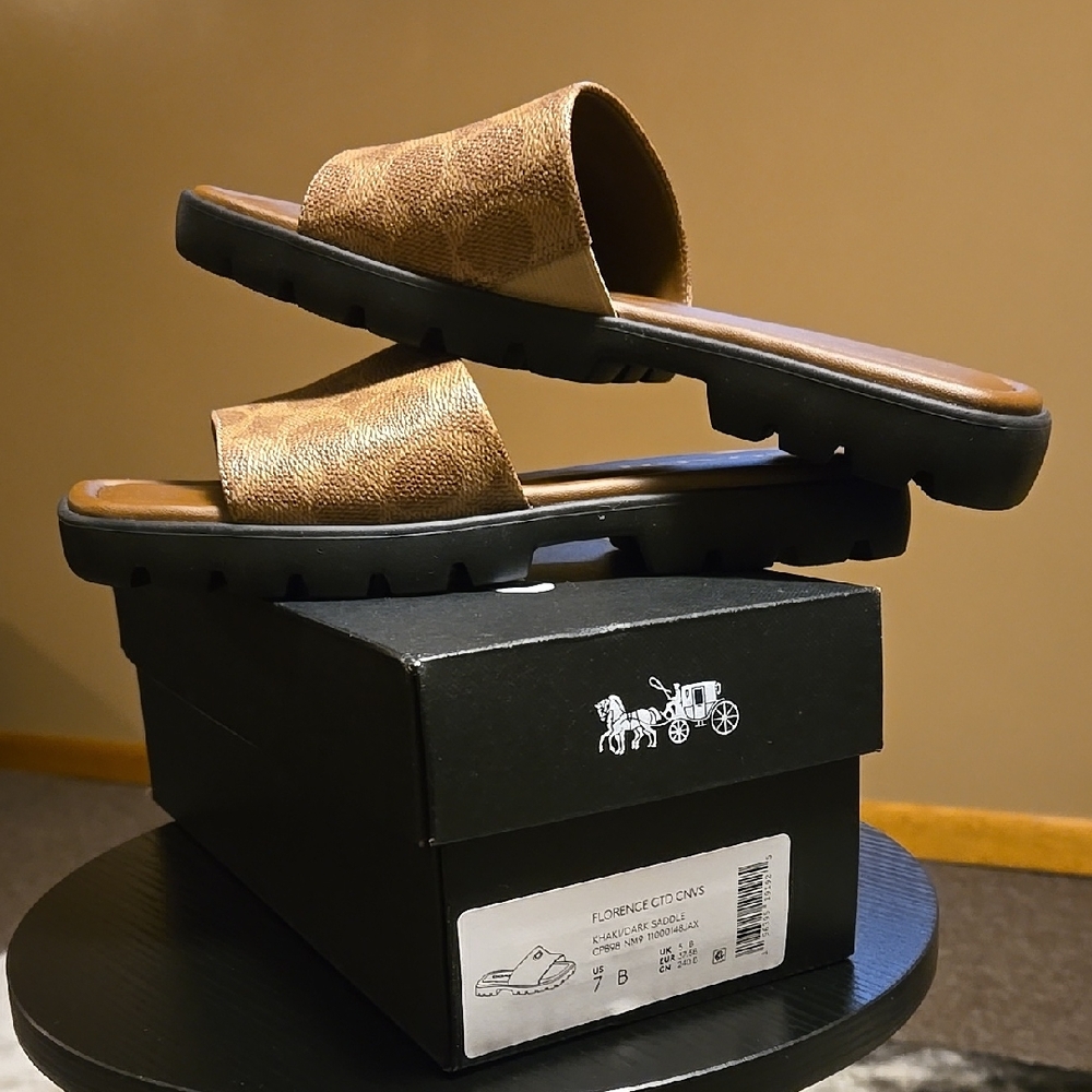 Coach Brown Slide Sandals